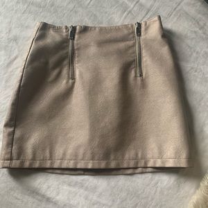 Nude Faux-Leather Mini Skirt